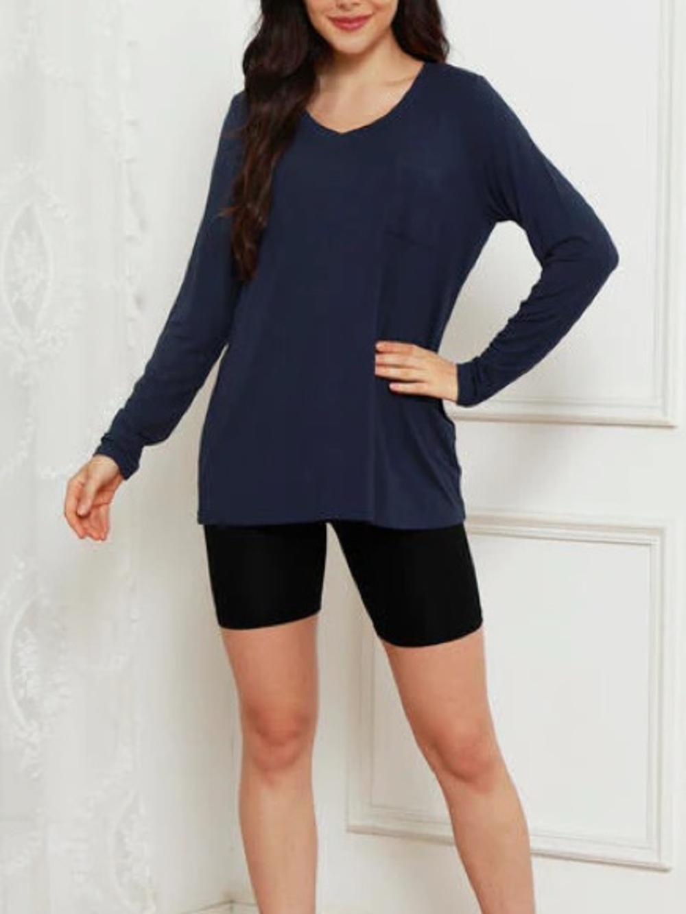 Basic Bae Full Size V-Neck Long Sleeve Top